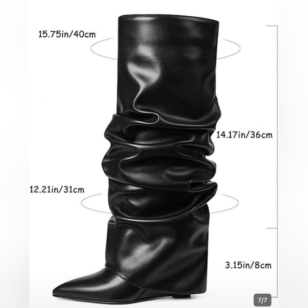 Black Slouchy Knee-High Women's Boots